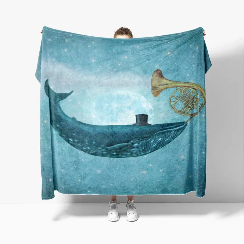 Home decoration plush Sofa blanket Whale and Hot Air Balloons Bedspread on the bed  fluffy soft blankets thick blanket for winte