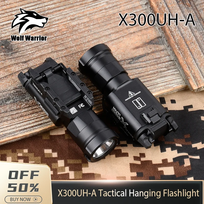 

WADSN Tactic Flashlight X300UH-A Metal Pistol Gun Strobe LED Light Fit 20mm Rail Airsoft Hanging Hunting Flashlight ﻿