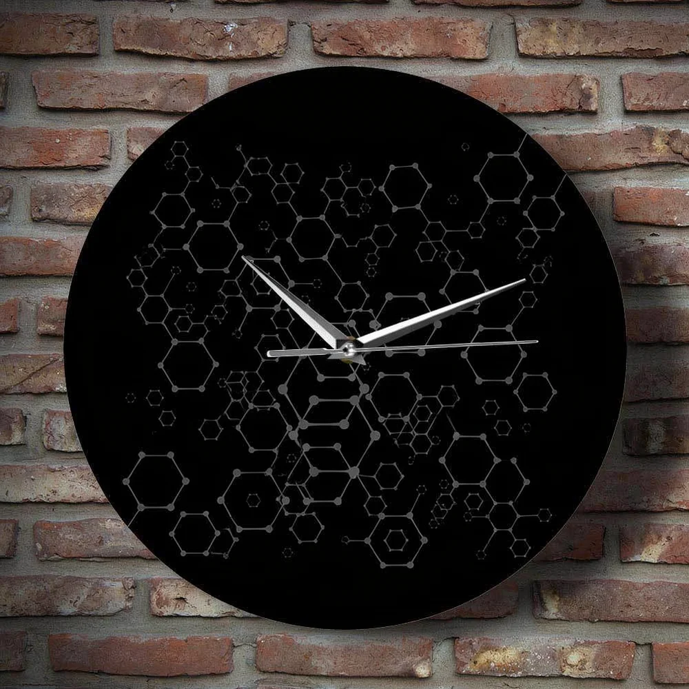 Science Theme Decorative Wall Clock Periodic Table Pattern Quartz Movement Silent Clock For School Laboratory Office