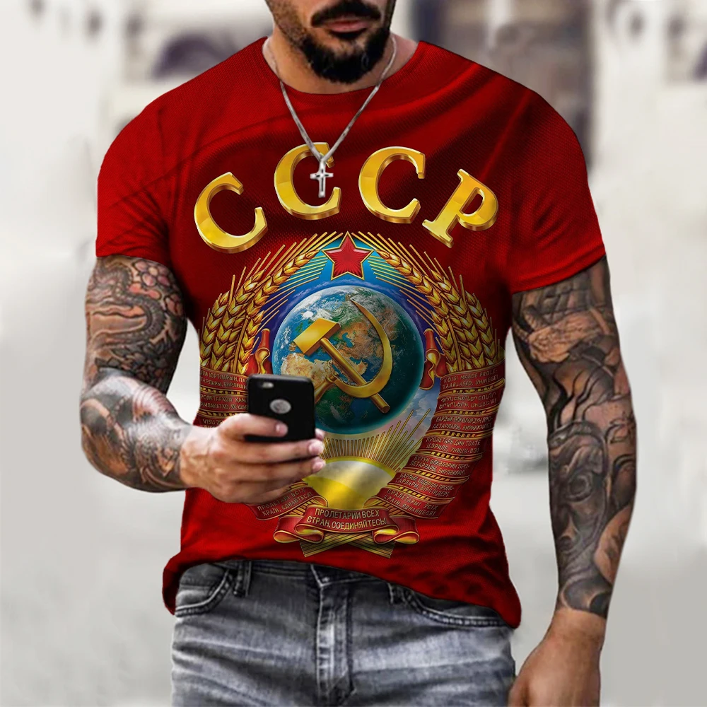 Fashion Russia National Emblem Printed Harajuku Streetwear Tops Russian Flag 3D T-shirt Men Women Casual Tshirt