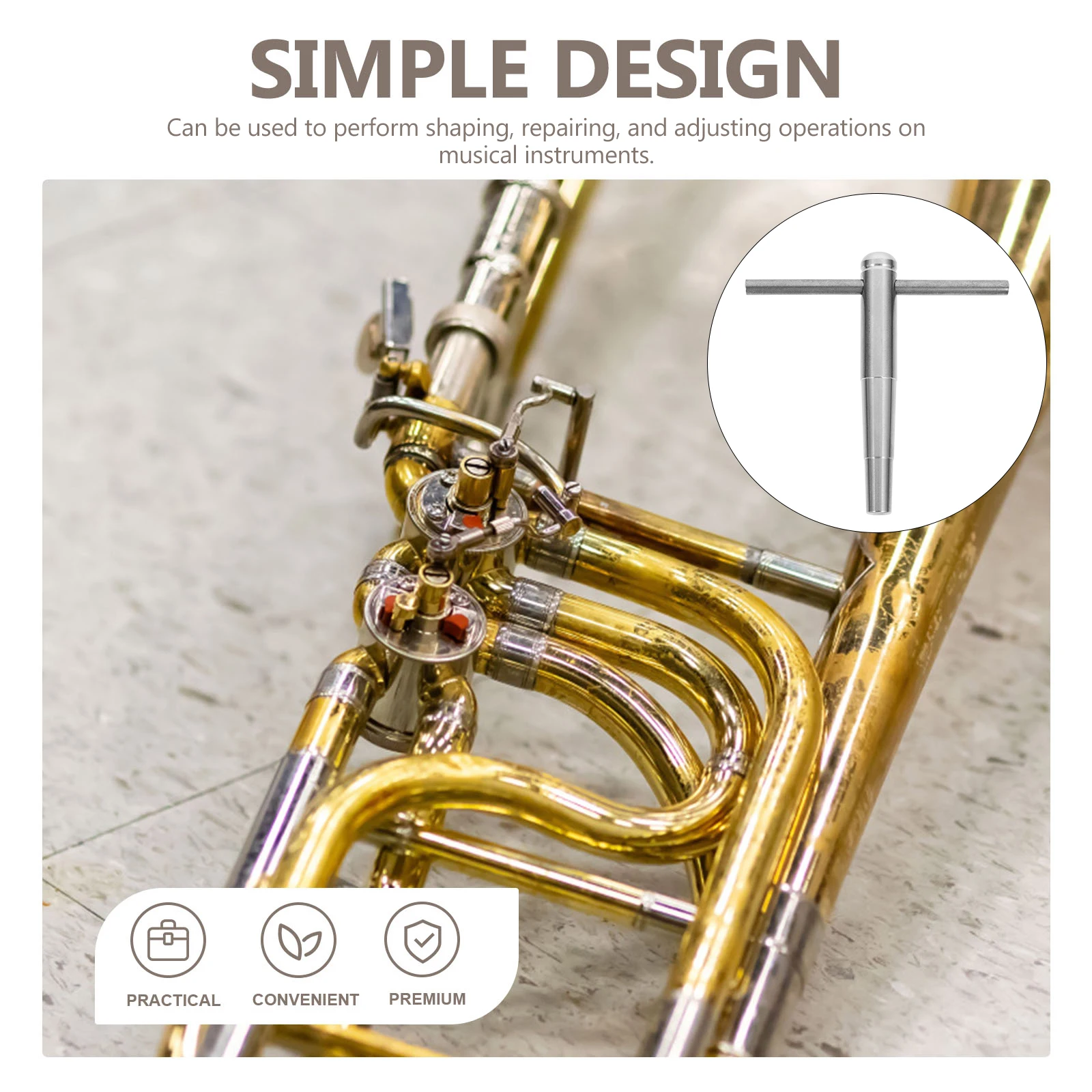 

1 set 1 Set Trumpet Mouthpiece Truing Tool Professional Wind Instrument Repair Tool Durable Metal Mouthpiece Shaping Adjusting