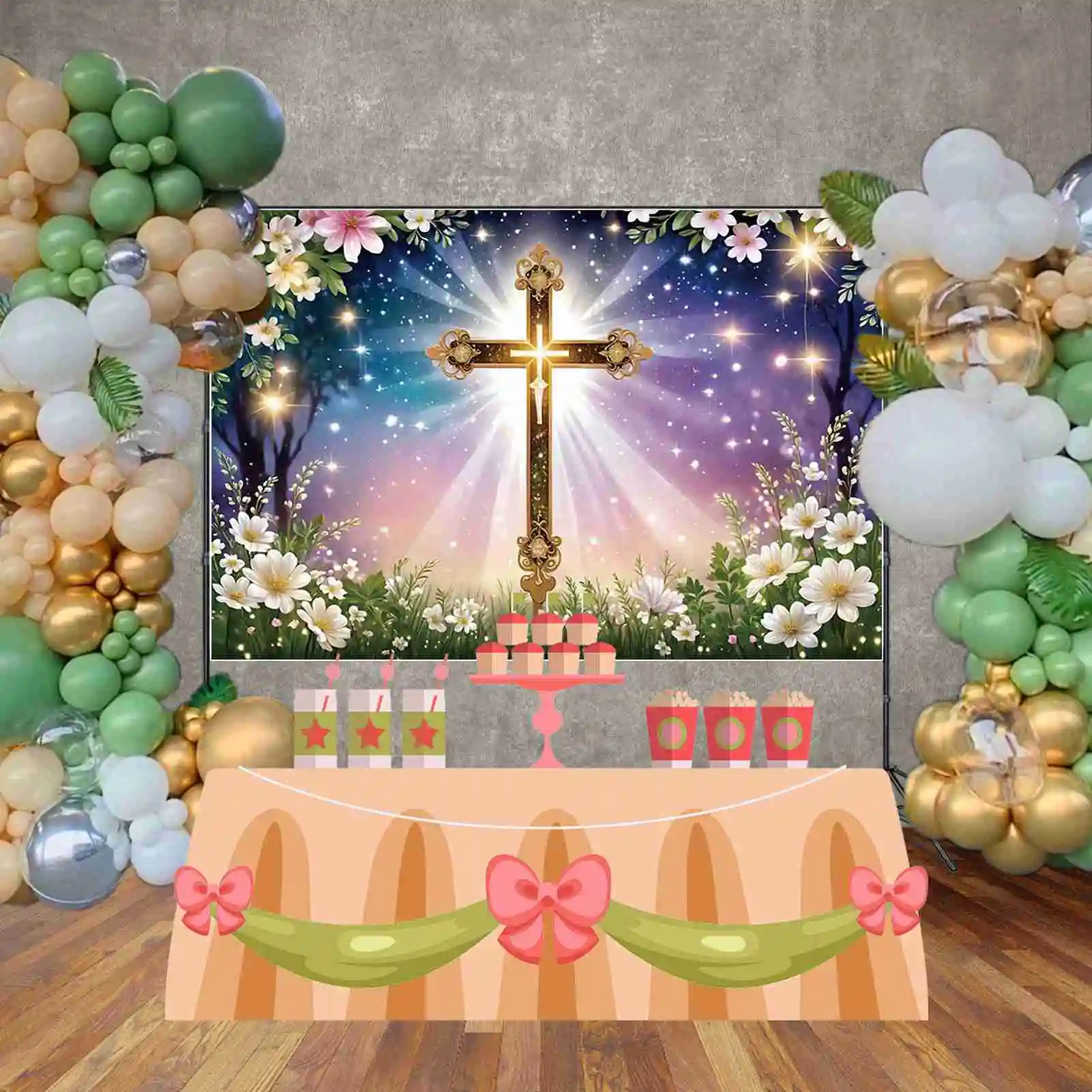 MOON.QG Baptism Background Photography Cross Church God Bless Photozone Backdrop Children Photo Studio Photocall Supplies