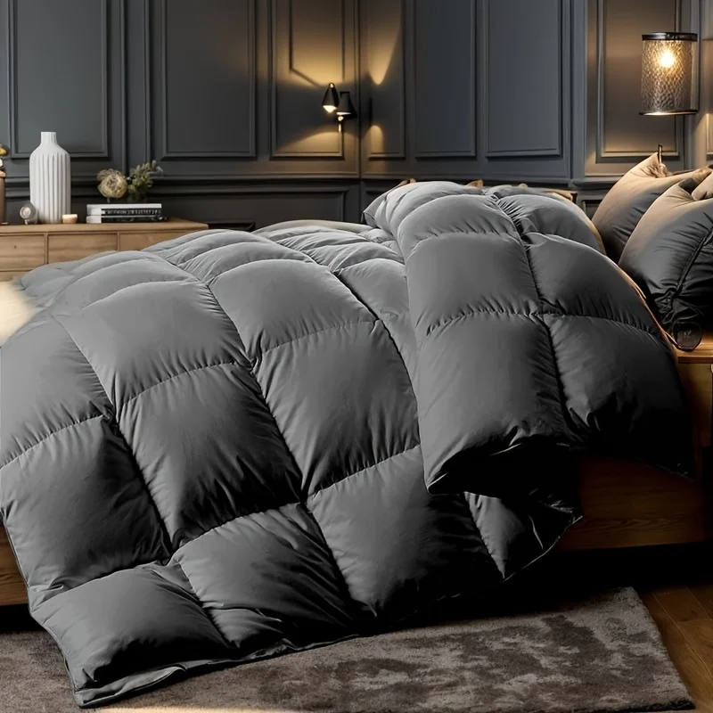 

Premium Goose Down Comforter- All Season Duvet Insert - Luxurious Fluffy Hotel Style Bedding Comforter Ultra Soft 100% Cotton Cover with 8 Durable Corner Tabs Enjoy A Comfortable Touch Like Clouds Premium Baffle Box And Exquisite Double Stitching