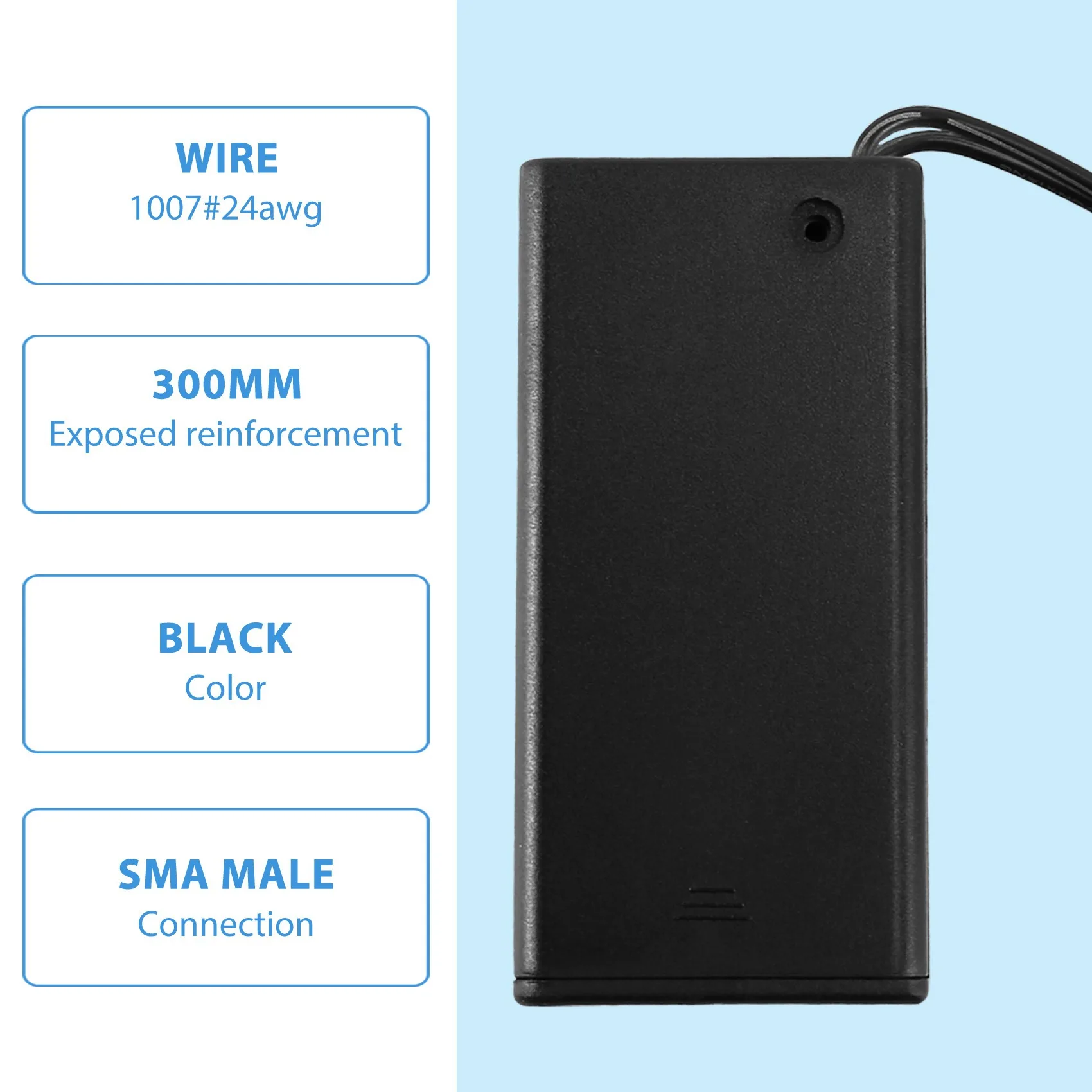 ABAN DC 9V PP3 Battery Holder Box Case Wire Lead ON/OFF Switch Cover + 2.1mm Plug