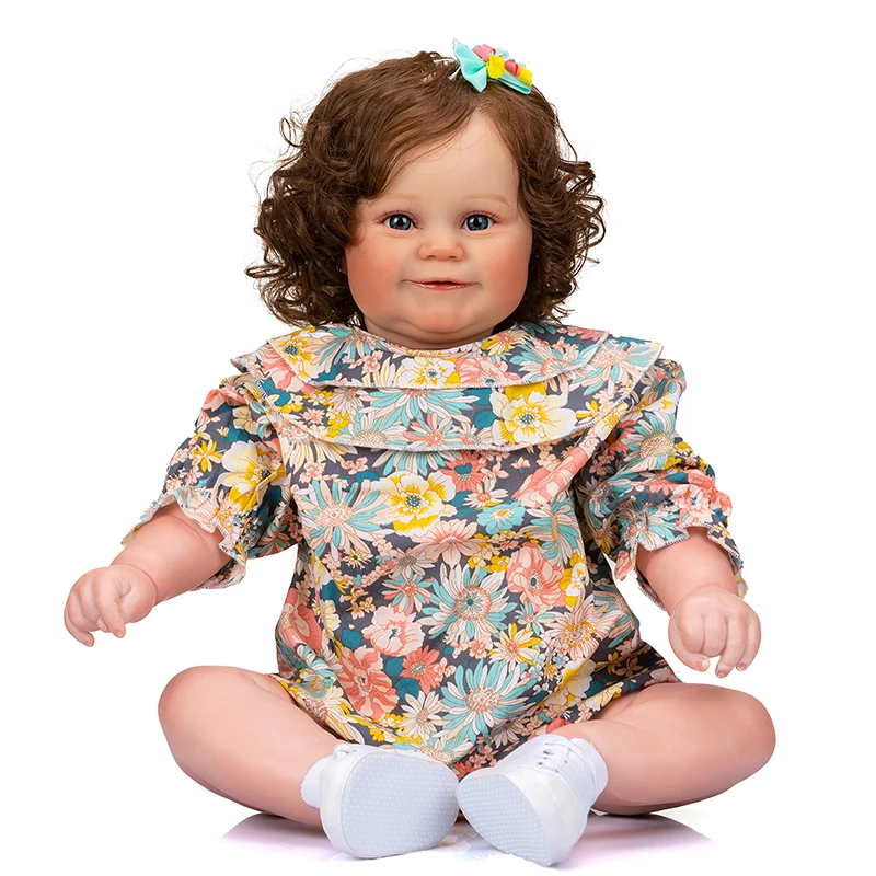 

NPK 60CM Huge Size Maddie Baby Reborn Doll Toddler Popular with Rooted Brown Hair Soft Cuddle Body High Quality Doll Gift
