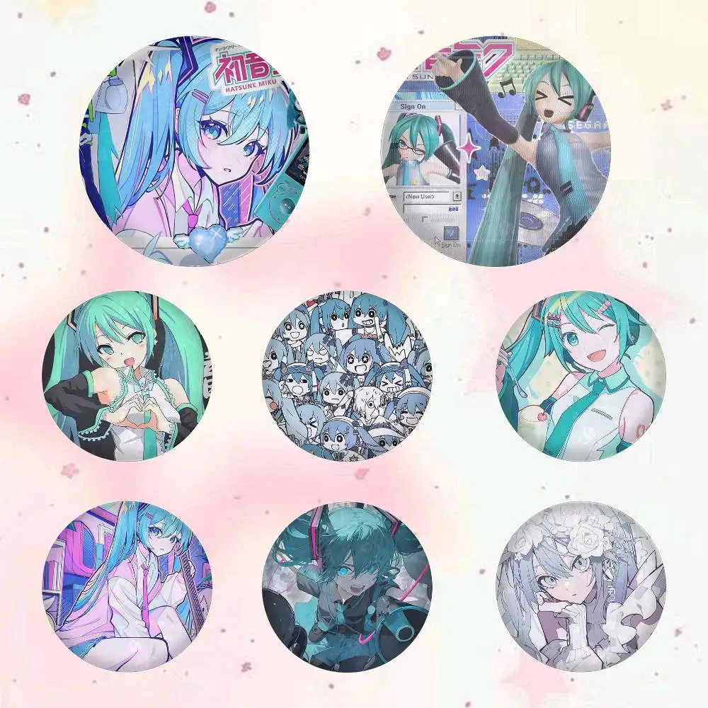Hatsune M-Miku Runde Snap-in-Broschen Rockband-Anstecknadeln Abzeichen Fan-Kollektion Accessoires Schmuck Handgemachte Geschenke