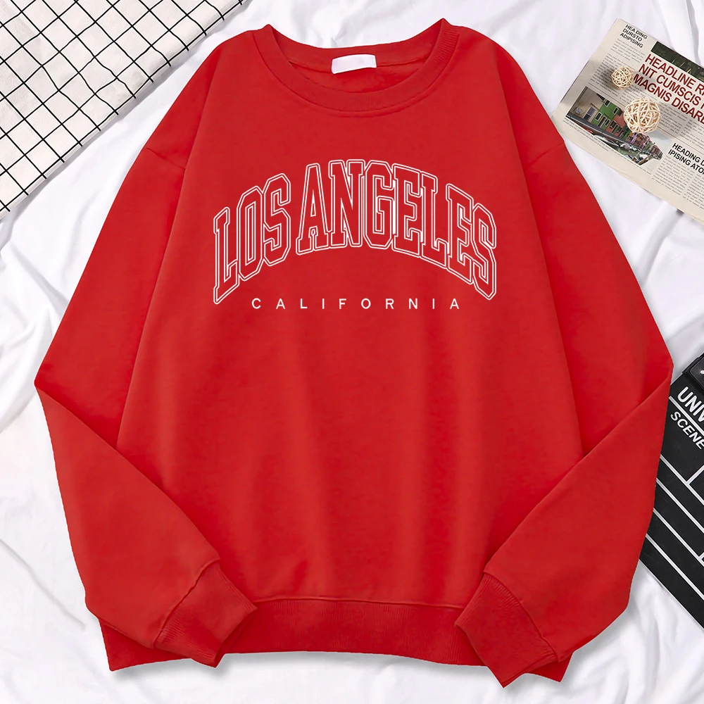 Casual Autumn Pullover For Women Los Angeles California Letter Printing Hoodies Fleece Soft Sweatshirt Loose Warm Ladies Clothes