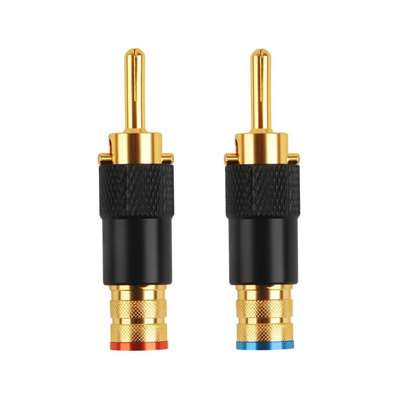 HIFI Audio Paliccs PS-109 Pure Copper Gold Plated RCA Plug Self Lock Double Screws Speaker Amplifier DIY Connector