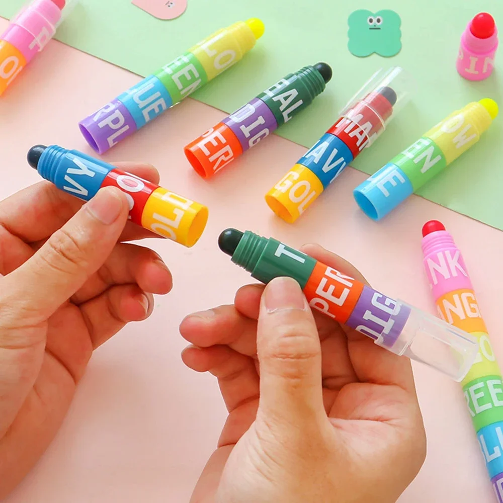 Color Highlighter Detachable Splicing Creative Cute Pens Retro Graffiti Marking Pen for Kids Students School Stationery Supplies