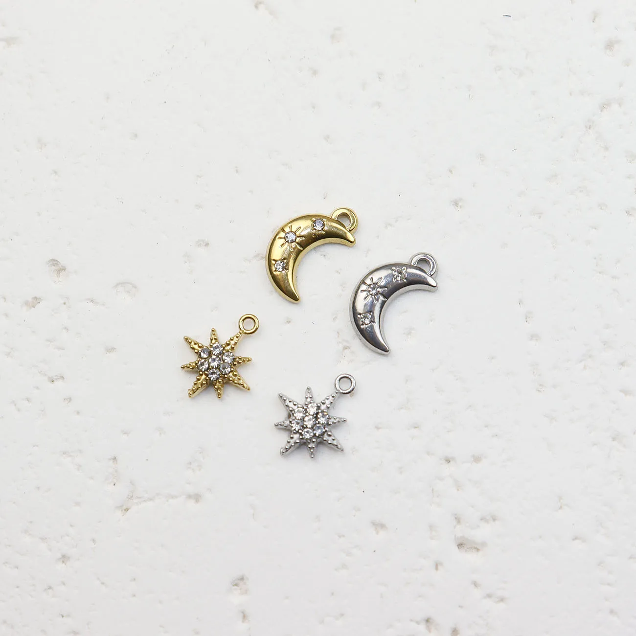 5pcs Stainless Steel Flower Jewelry Charms Necklace Accessory Hand Making High Quality Vacuum Plated WaterProof