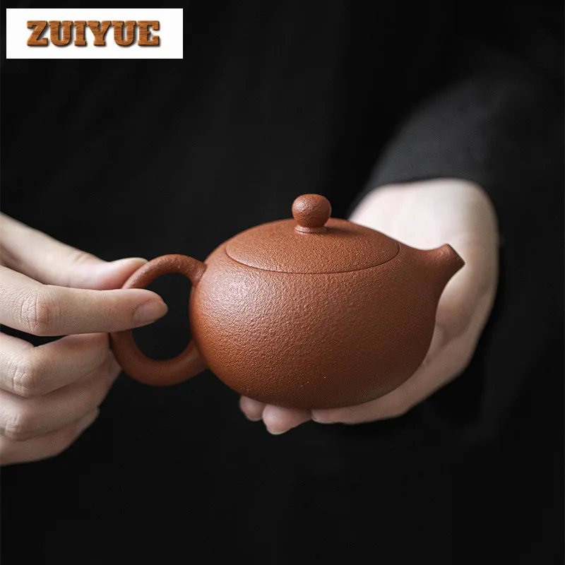 200ml Boutique Yixing Purple Clay Teapots Handmade Orange Peel Xishi Pot Raw Ore Zhu Mud Kettle With Infuser Zisha Tea Set Gifts