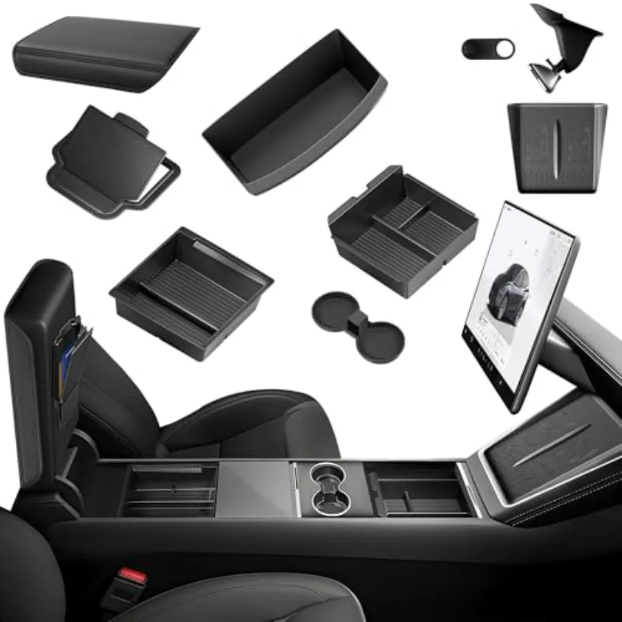 

10PCS Center Console Organizer for New Model Y Juniper Premium and Performance Under Seat Storage Armrest Cover Hidden Storage