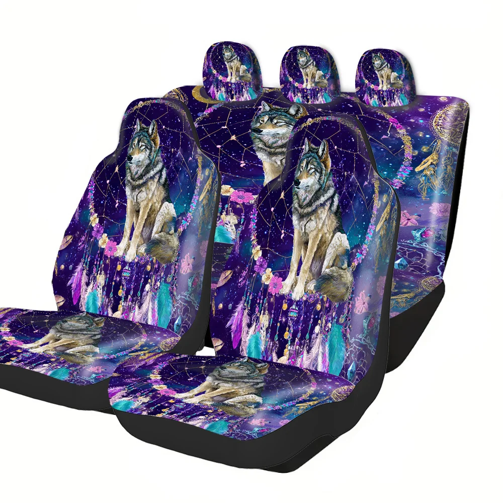 2-5 Seat Set Car Seat Covers - Black War Horse Print, Polyester Fabric, Easy Install & Washable, Non-Slip & Absorbent, Universal