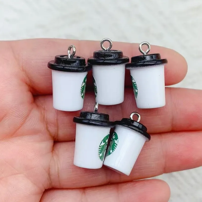 10Pcs/Lot Drink Charm Resin 3D Coffee Cup Pendant For Earring Keychain Bracelet Diy Craft Jewlery Findings.