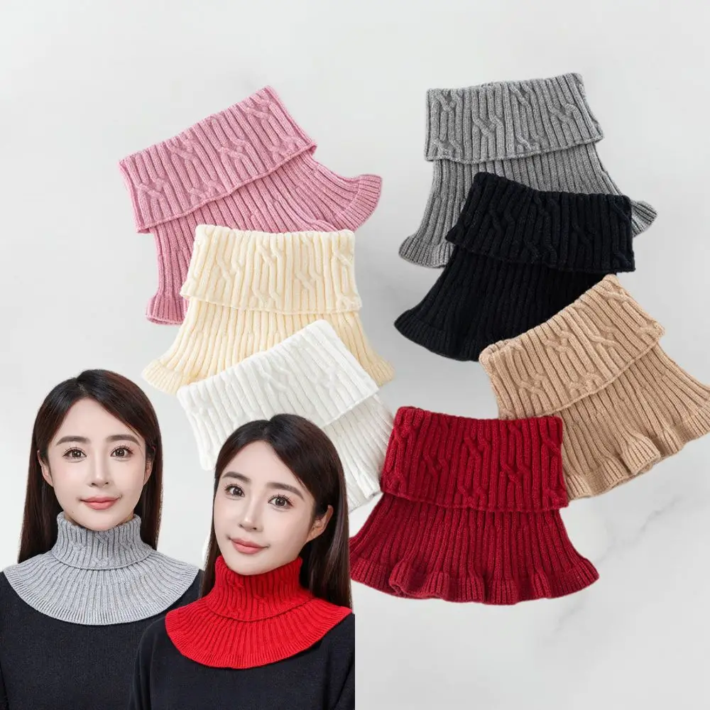 

Женская водолазка с оборками, теплый трикотажный зимний ветрозащитный фальшивый воротник