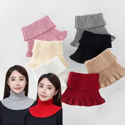 Warm Knitted Fake Collar Women Turtleneck Ruffles Knitted False Fake Collar Detachable Neck Warmer Winter Windproof Fake Collars