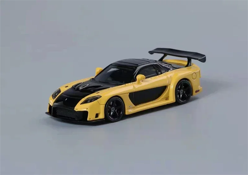 YM Model 1:64 Veilside Fortune RX7 yellow /  blue Diecast Model Car