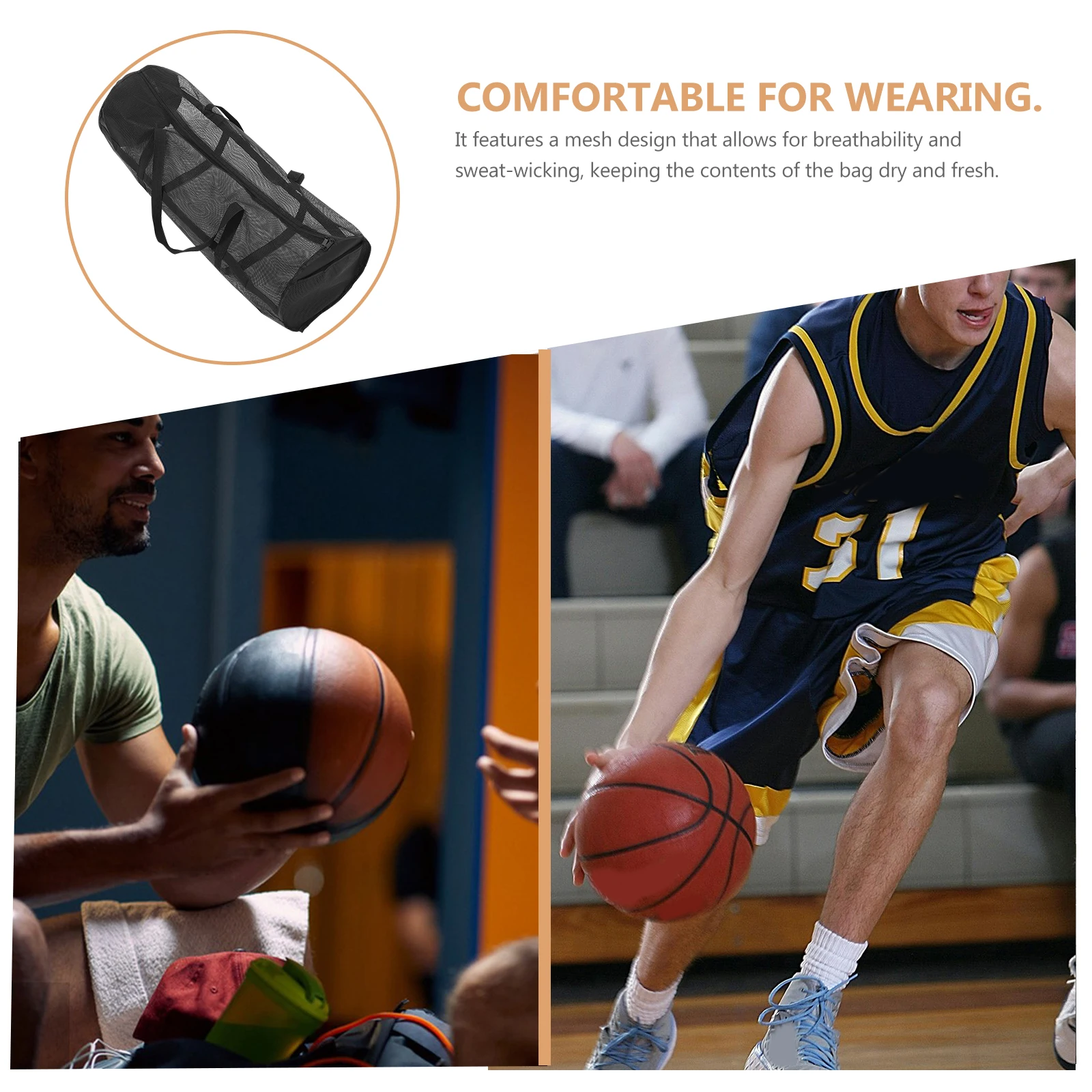 

Basketball Duffel Bag Mesh Bags Storage Net Yoga for Pvc Carrying Fitness Balls