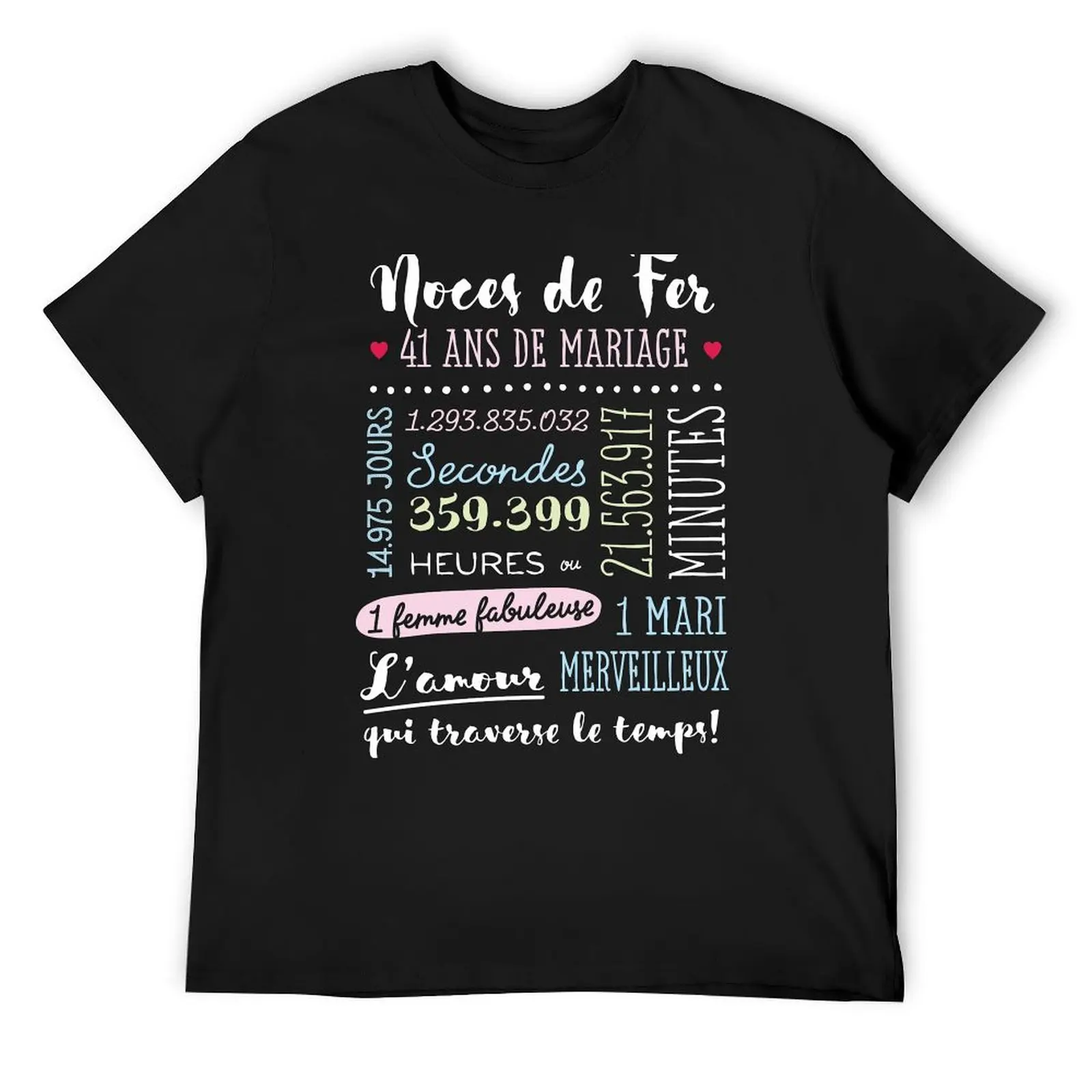 Cadeau 41 ans de mariage pour couple - Noces de Fer T-Shirt shirts graphic men t shirt