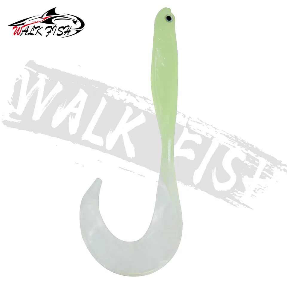 WALK FISH 4PCS Fishing 3D Eyes Soft Fish Lures 10.5cm 6.5g Long Tail Swimbaits Jig Wobblers Abdominal Hook Slot Silicone Bait