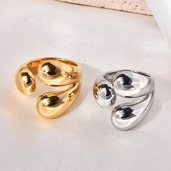 Punk Chunky Adjustable Ring For Women Girl Stainless Steel Ring Wide Bold Smooth Statement Finger Ring Jewelry