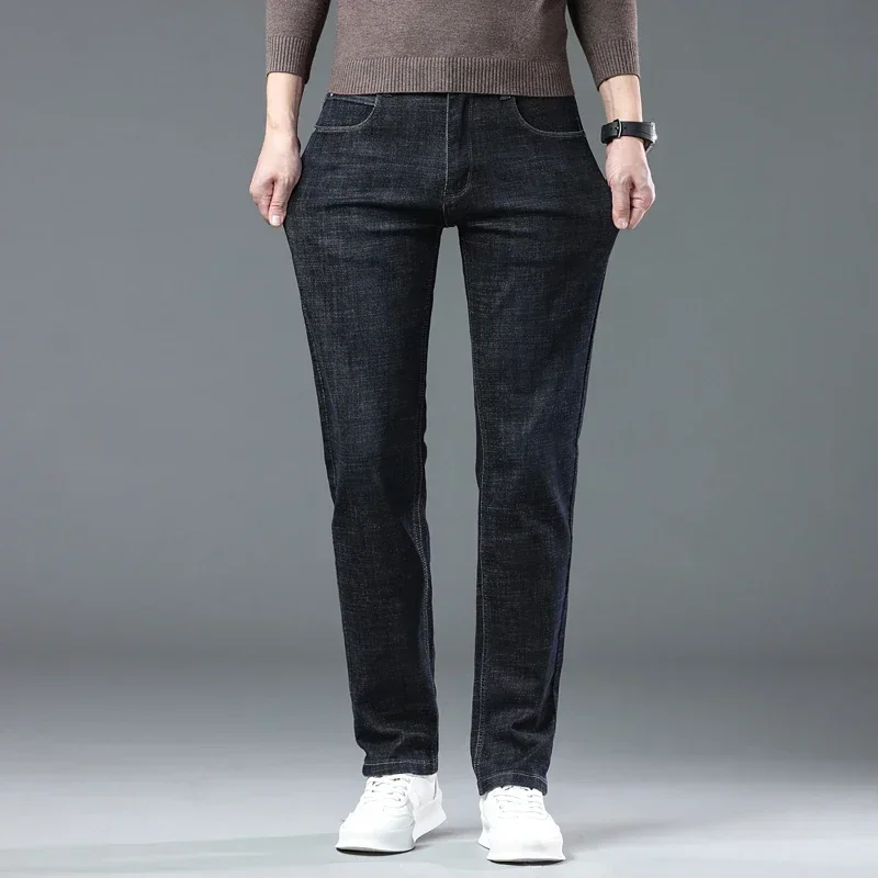 2025 SULEE Summer Men\'s Business Casual Straight Jeans  Soft Stretch Fabric Baggy Denim Pants Male Brand Trousers