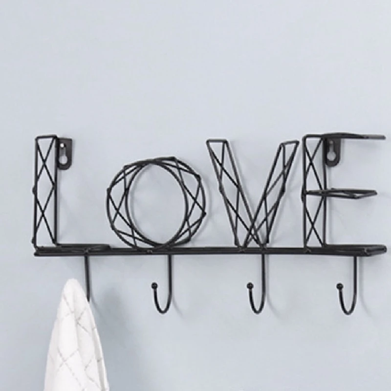 Gancho de letras de amor para decoración del hogar, accesorios de dormitorio, llavero, Perchero de pared, colgador de ama de llaves, soporte de pared