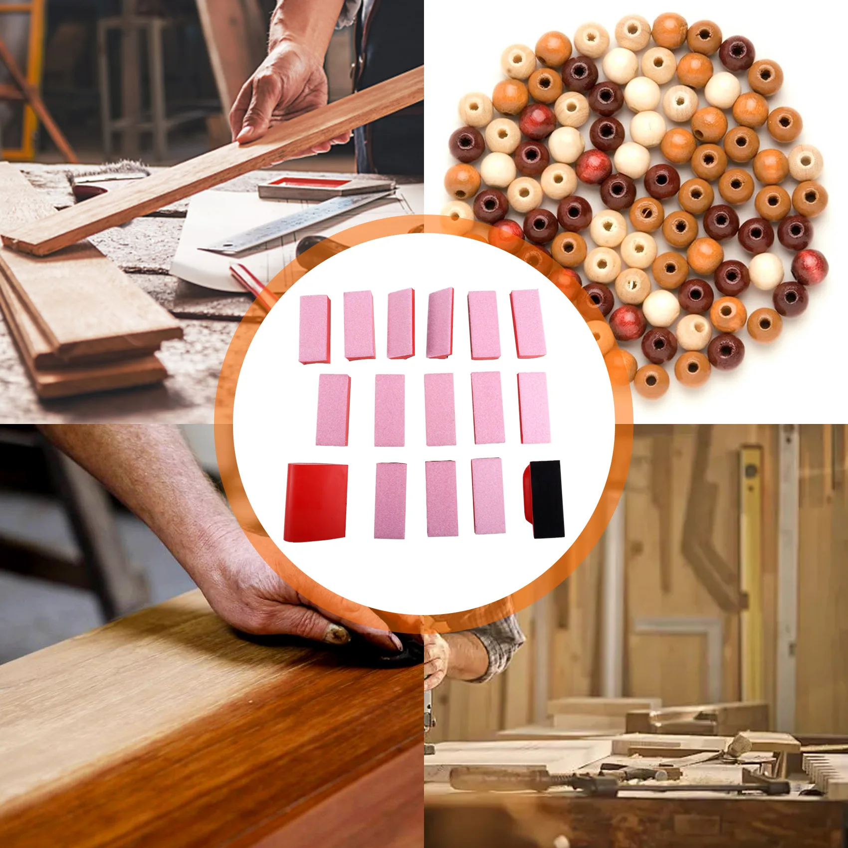 FAAJ-ハンドサンディングブロック 16 個、輪郭サンディングパッドキット、フック&ループ研磨サンディングパッド、木製家具のサンディング用