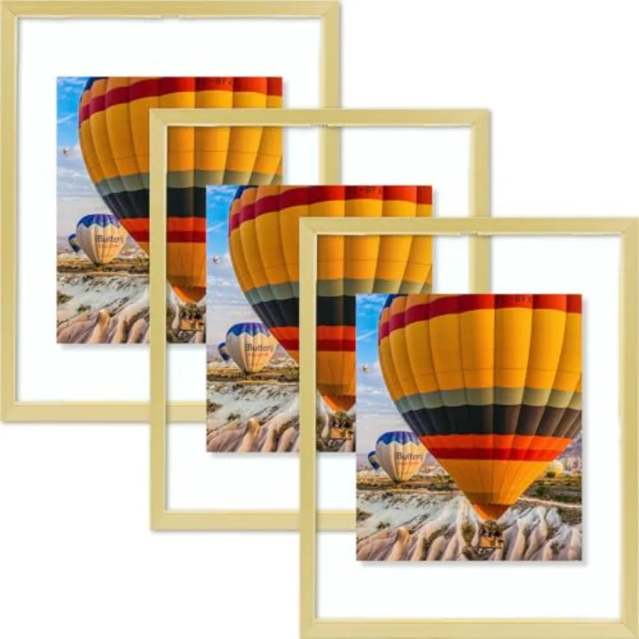 

Floating Picture Frame Aluminum Tempered Clear Glass Displays Any Size Photo Up to 8 x 10 for Home or Gallery Decoration 3 Pack