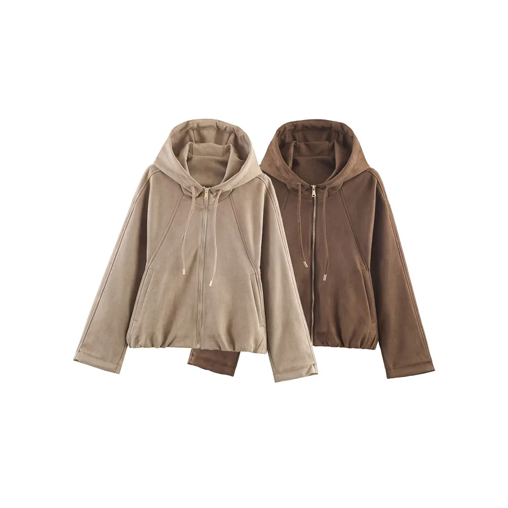 

Осенняя новая женская одежда, куртка-пилот в американском стиле с капюшоном и флисовым эффектом текстуры, пальто