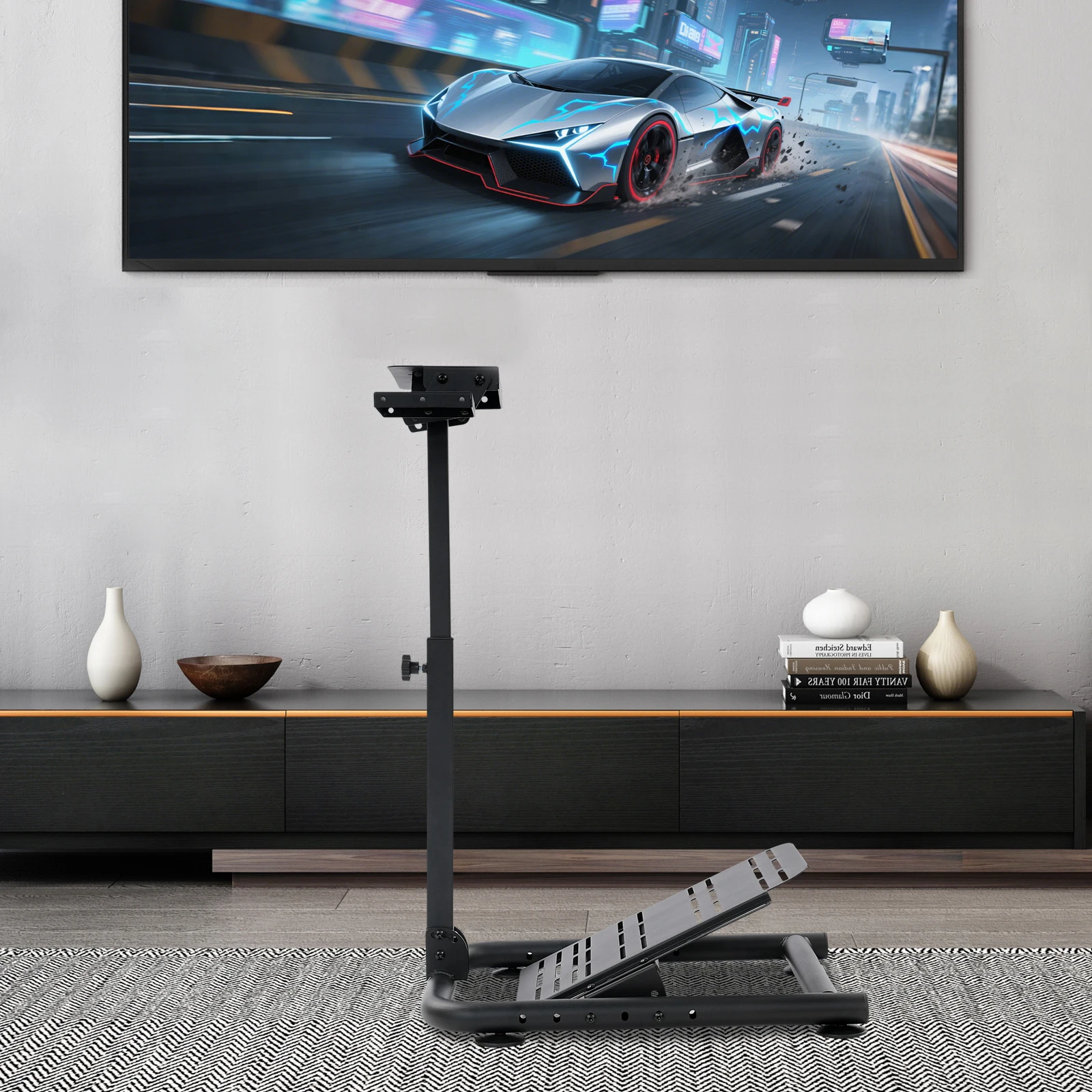 Support de volant de course noir, support de simulateur de course pliable et réglable pour salle de jeux, centre commercial d'arcade