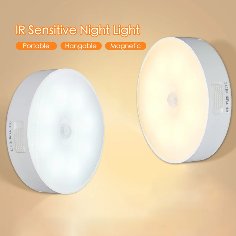 

PIR Motion Sensor Light USB Night Light Magnetic Stair Lamp Wall Lights Under Counter Wireless Lighting For Hallway Kitchen