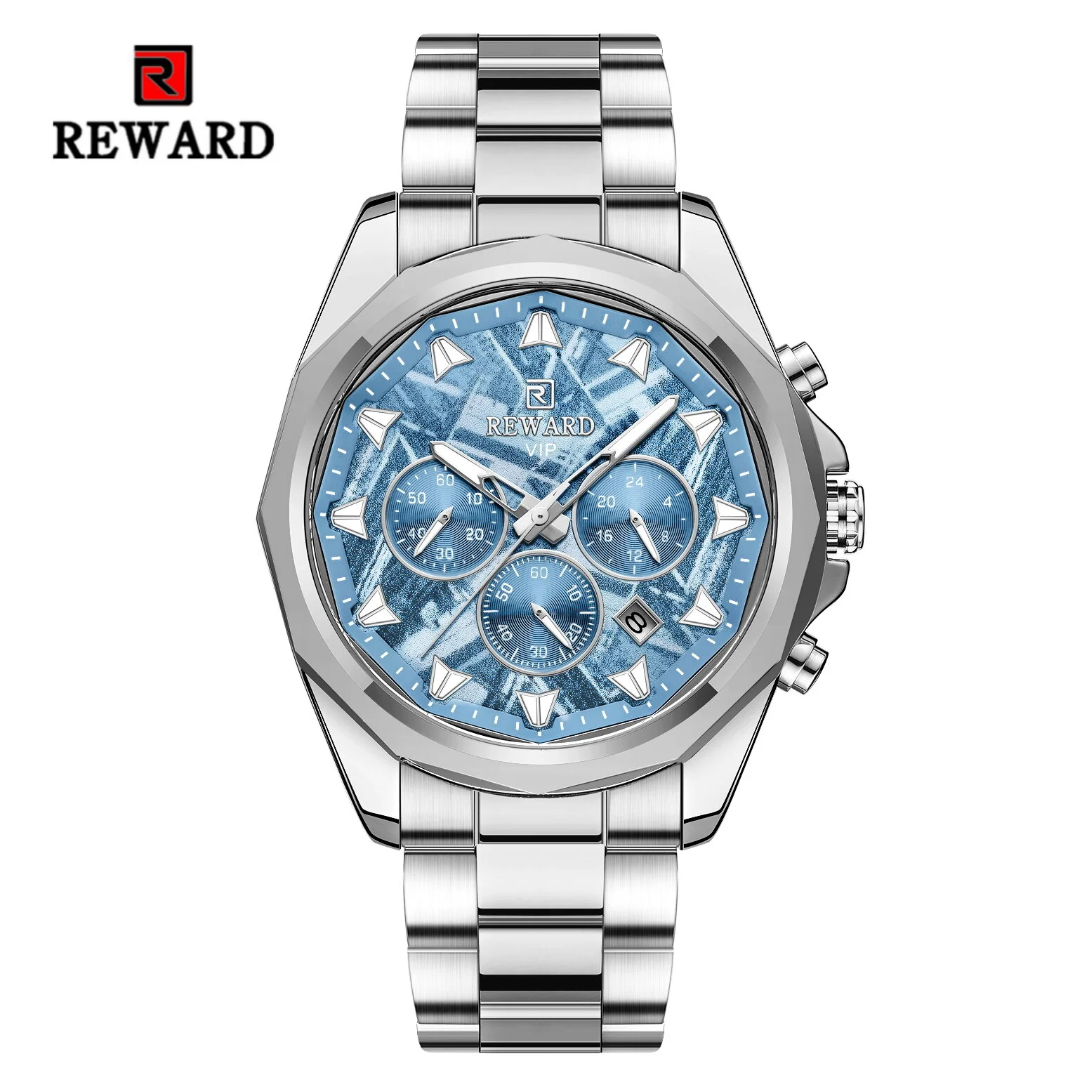REWARD 812052 Elegant Quartz Watch Men Multifunctional Chronograph Calendar Luminous Sports Leisure Watches for Man reloj hombre