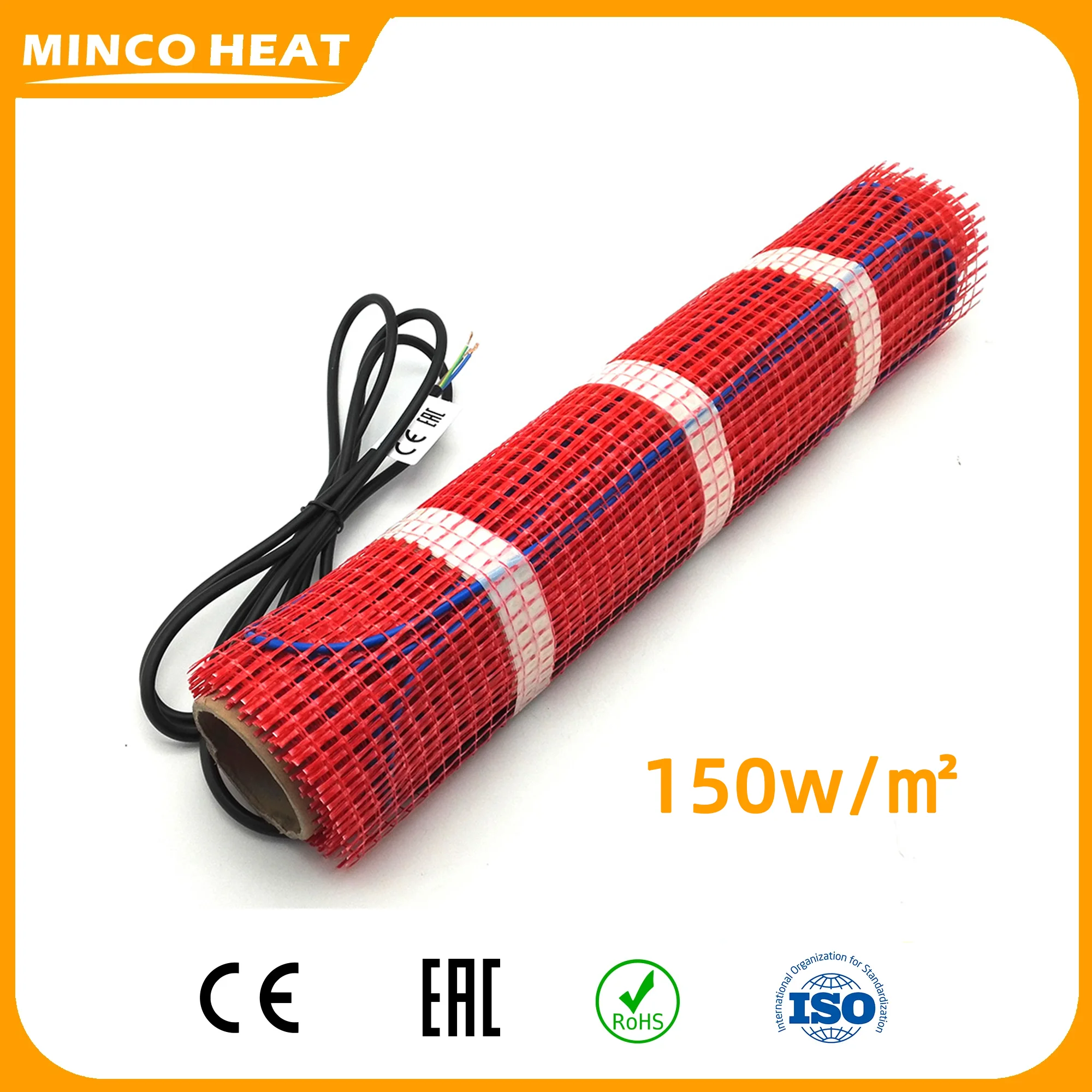 Minco Heat 0.5~15㎡ Tile Cement Heating Floor Cable Electric Warm Mat Twin Conductor Electric Warm Mat for Underfloor Heating