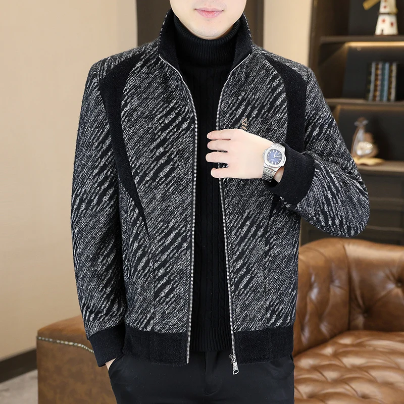 

Зимняя бархатная утолщенная шерстяная куртка, мужская модная повседневная короткая тонкая шерстяная куртка, деловое теплое уличное пальто
