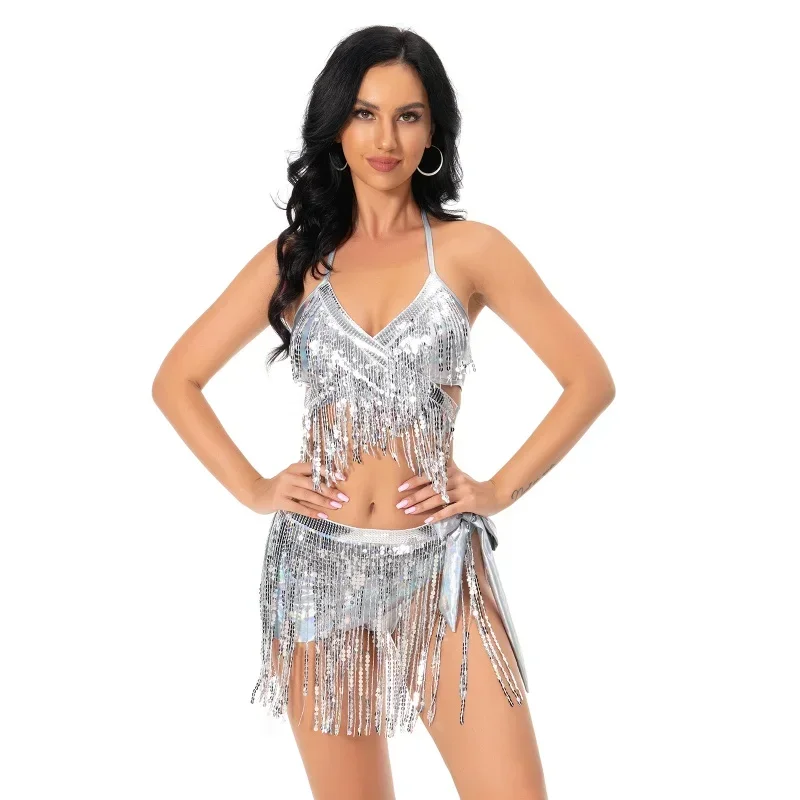 Women's Belly Dance Costume Oriental Belly Skirt Stage Performance 3-piece Set Bra Belt Skirt Belly Skirt