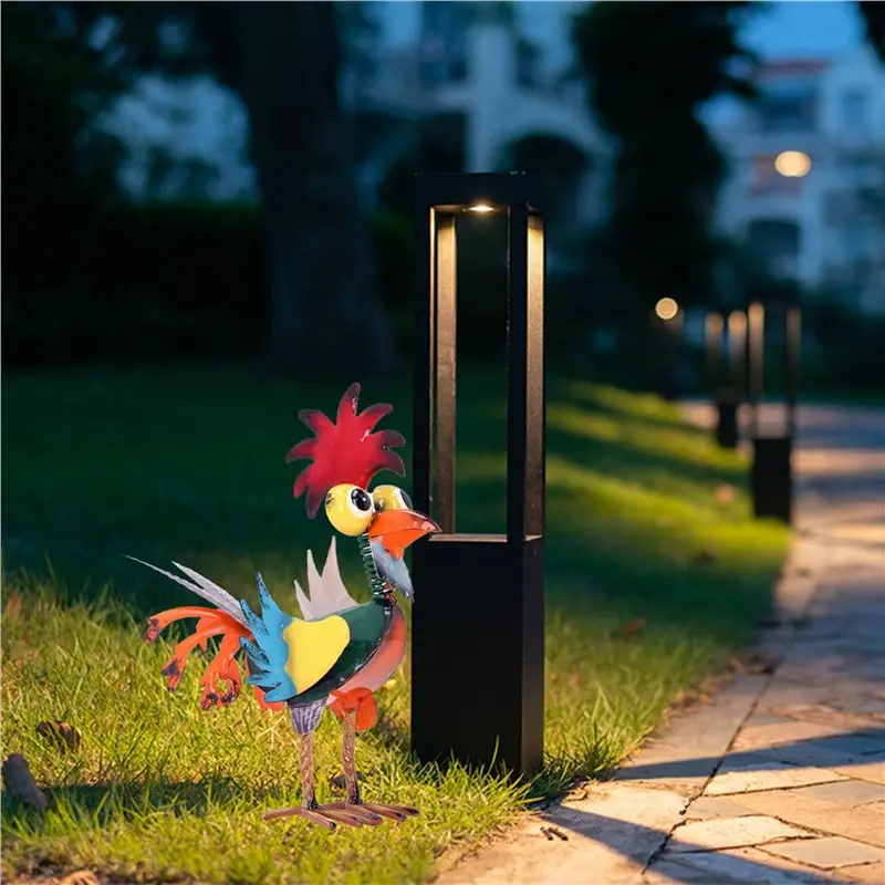 B08B-2X Outdoor Metal Rooster Yard Statue Decoration Rooster Decor Garden Statue Chicken Figurine Outdoor Decorations