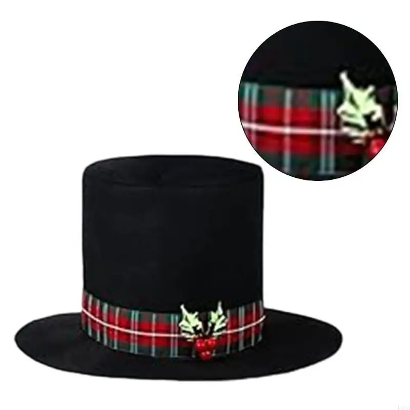 

L5YA Black Tall Hat Felt Magicians Hat Adult Music Festival Hat Christmas Top Hat