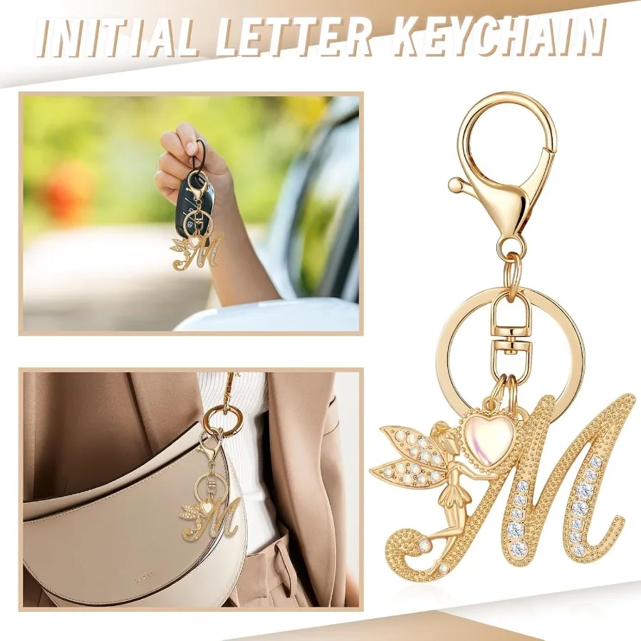 Vergulde alfabet beginletter sleutelhanger sleutelhanger voor vrouwen meisjes kristallen sleutelhangers voor portemonnee rugzak tas charme