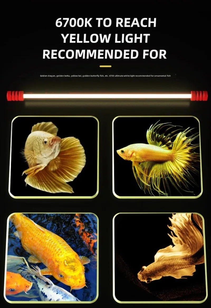 

LED Aquarium Light,Submersible Glass Fish Tank Light For Arowana,Aquarium T8 Brightening Color Lamp Tube,15000K,6700K,98cm-158cm