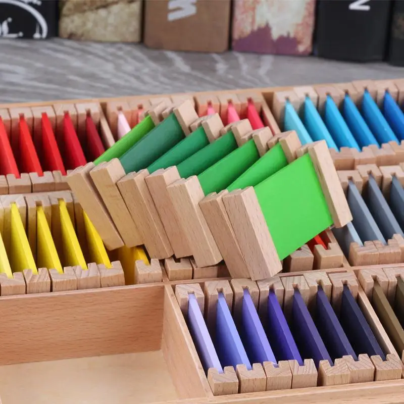 【In Stock】1/2/3 Color Board Wood Preschool Toy Montessori Sensorial Material Learning Color Tablet Box Educational Learning Toys view 2