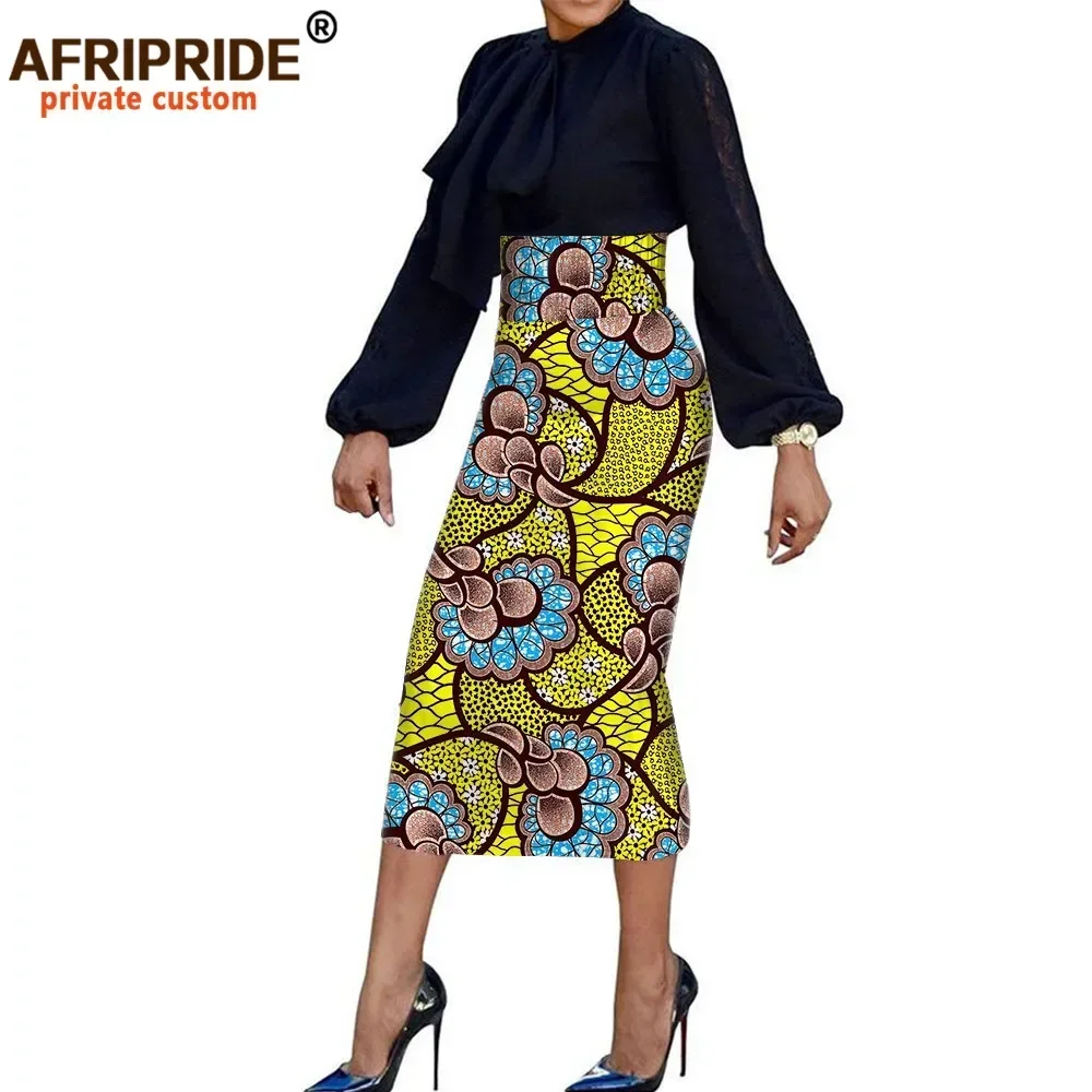 African Fashion Empire Pencil Skirt for Women AFRIPRIDE Tailor Made Mid-calf Length Women Cotton Skirt A1927001