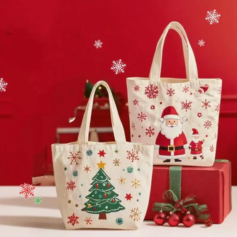 Christmas Handheld Cloth Bag Cartoon Santa Claus Xmas Tree Gift Bag Merry Christma Decor Noel Natal Navidad Happy New Year 2026