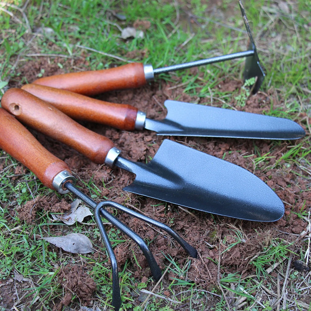 

4pcs Garden Tool Set Mini Painted Shovel Thick Iron Wood Handle Sturdy Durable Lightweight For Seedling Transplanting Weeding