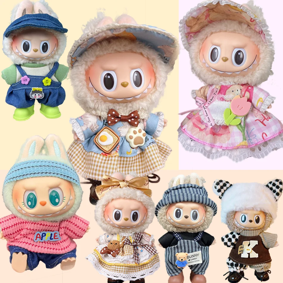 

15-17cm Mini Plush Doll Clothing Accessories Korean Kpop Exo Labubu Idol V1 V2 Princess Set Clothing Pendant Gift
