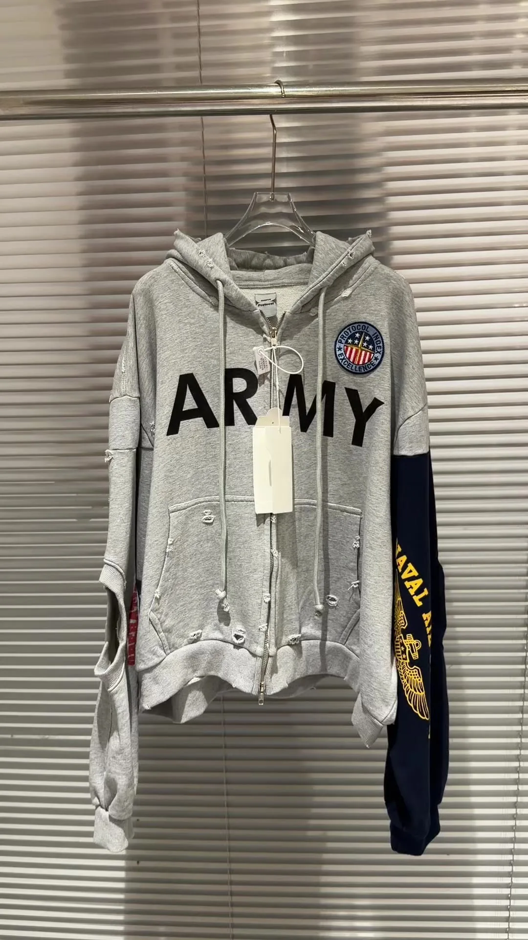 جديد فاخر الجيش Y مشروع بروتوكول مؤشر البلوز هوديس هودي قمصان سويت شيرت بقلنسوة المخملية القطن دريك سميكة الصوف الشارع # E130 #2