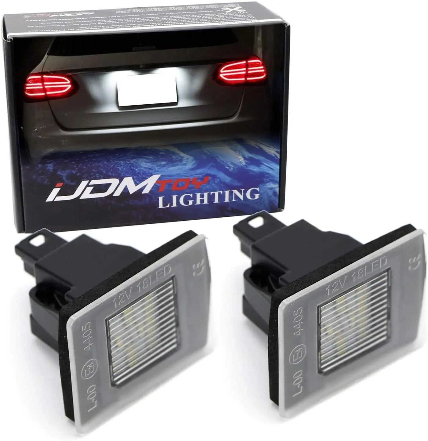 

OEM-Fit 3W Full LED License Plate Light Kit Compatible With Mercedes-Benz GLA GLC GLE GL GLS ML SLK Class, Powered by 18-SMD Xen