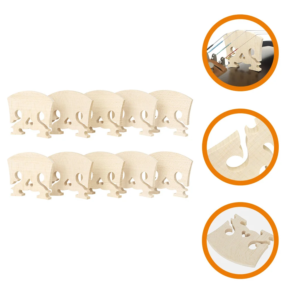 

10Pcs Maple Violin Bridges Heart Style Portable Replacement Accessories for Performance Practice Recording Violin Supplies