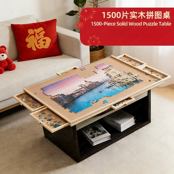 Rotating puzzle table Wooden 6 pumping storage 360 ° rotating parent-child game table