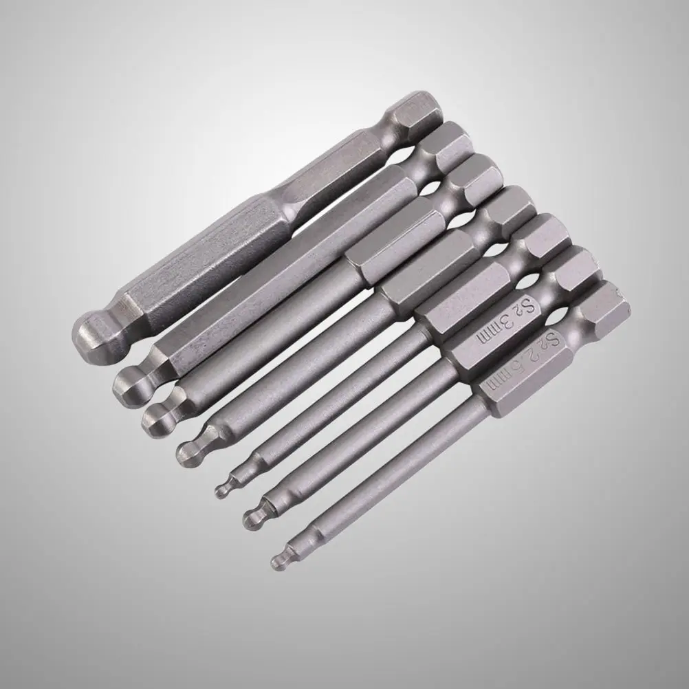 

7Pcs Ball End Screwdriver Bit Set Magnetic Steel High Precision Hex Head 2Mm 2.5mm 3Mm 4Mm 5Mm 6Mm 8Mm Compatible with Electric